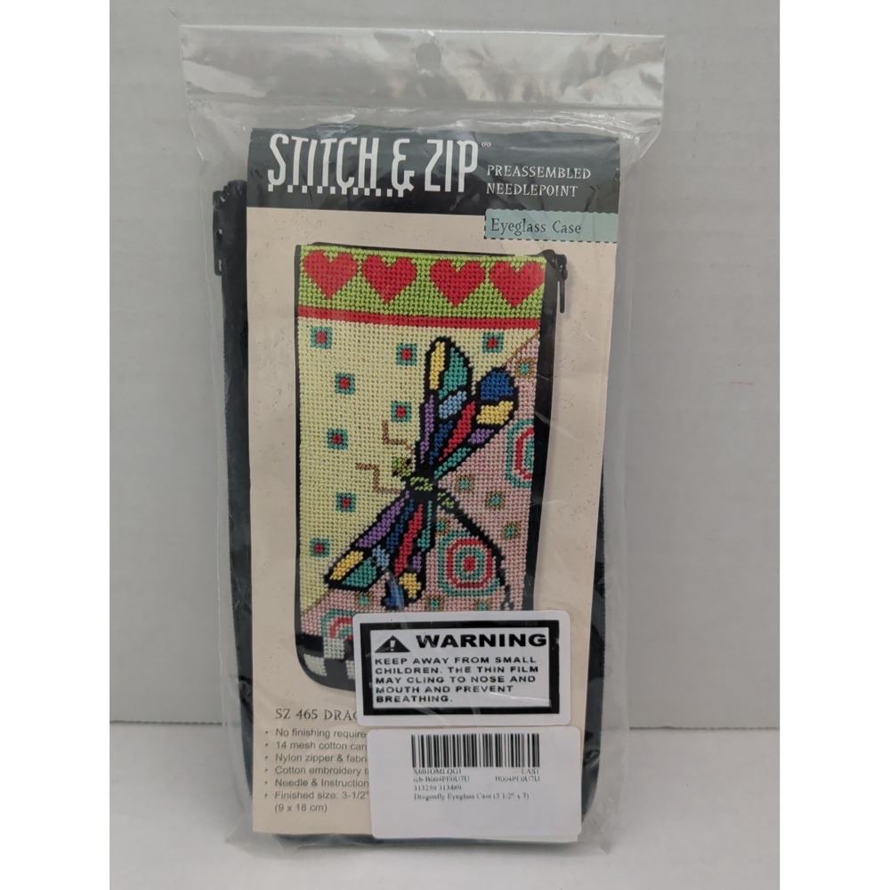 Alice Peterson Stitch & Zip Dragonfly SZ 465 Eyeglass Case Needlepoint Kit